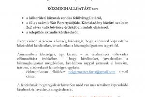 Hírdetmény közmeghallgatásra